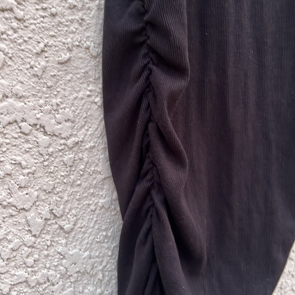Michael Stars Black Ribbed Midi Ruched Tank Dress Women's Size XS - Picture 5 of 9